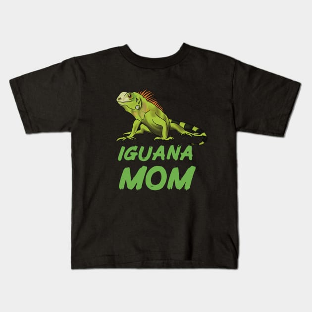 Iguana Mom for Iguana Lovers, Green Kids T-Shirt by Mochi Merch